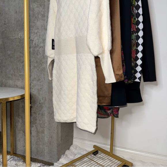 Express Embellished Button Front Mini Sweater Dress in Ivory/Off White - Picture 15 of 17